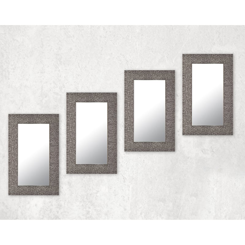 Set of 4 Accent Wall Mirrors Silver Grey Mosaic Modern Wall Decor 13